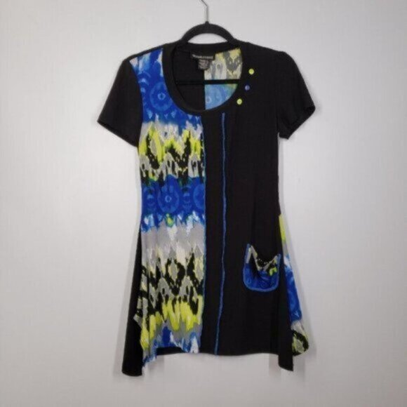 Frank Lyman Tunic Top Shark Bite Hem Round Neck Size 2 Made in Canada - Picture 2 of 13